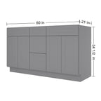 21"D Birch Solid Wood X 60"W X 34-1/2"H Vanity Sink Drawer Cabinet Wthout Top VSDB60