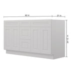 21"D Birch Solid Wood X 60"W X 34-1/2"H Vanity Sink Drawer Cabinet Wthout Top VSDB60
