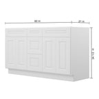 21"D Birch Solid Wood X 60"W X 34-1/2"H Vanity Sink Drawer Cabinet Wthout Top VSDB60