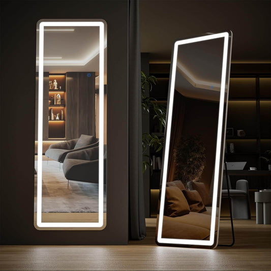 3 Color Lighted Floor Standing Mirror with LED Lights