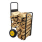 Firewood Log Cart Carrier - Outdoor or Indoor Black Steel Wood Rack Storage Mover - Rolling Wheeled Metal Dolly Hauler - Wood Moving Equipment