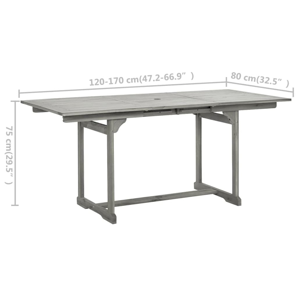 Patio Dining Table (47.2"-66.9")x31.5"x29.5" Solid Acacia Wood