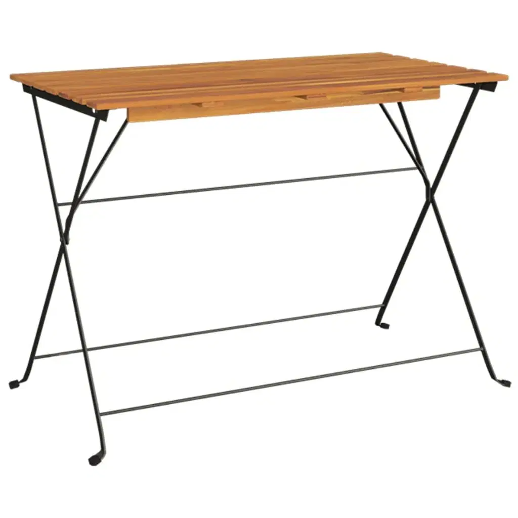 Folding Bistro Table 39.4"x21.3"x28" Solid Wood Acacia and Steel