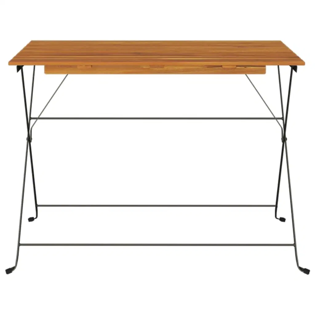 Folding Bistro Table 39.4"x21.3"x28" Solid Wood Acacia and Steel