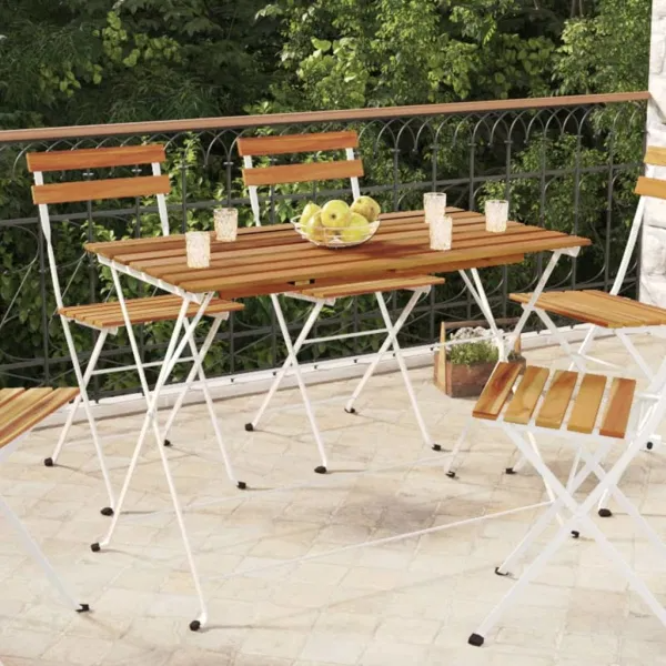 Folding Bistro Table 39.4"x21.3"x28" Solid Wood Acacia and Steel