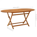Folding Patio Table 63"x33.5"x29.5" Solid Eucalyptus Wood