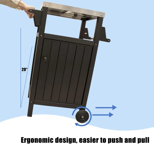 Outdoor Kitchen BBQ Side Table Trolley Prep Table Serving Cart