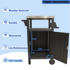 Outdoor Kitchen BBQ Side Table Trolley Prep Table Serving Cart