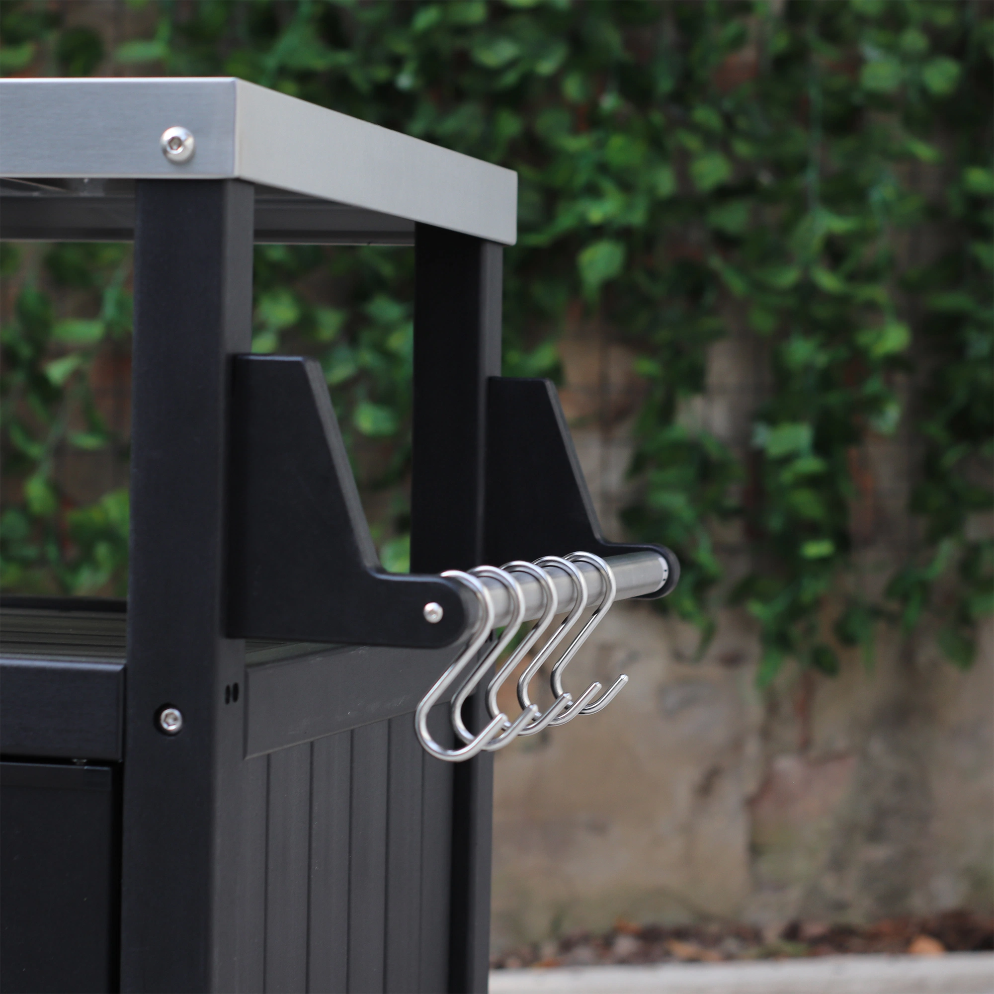 Outdoor Kitchen BBQ Side Table Trolley Prep Table Serving Cart