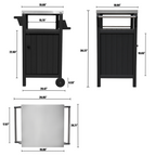 Outdoor Kitchen BBQ Side Table Trolley Prep Table Serving Cart