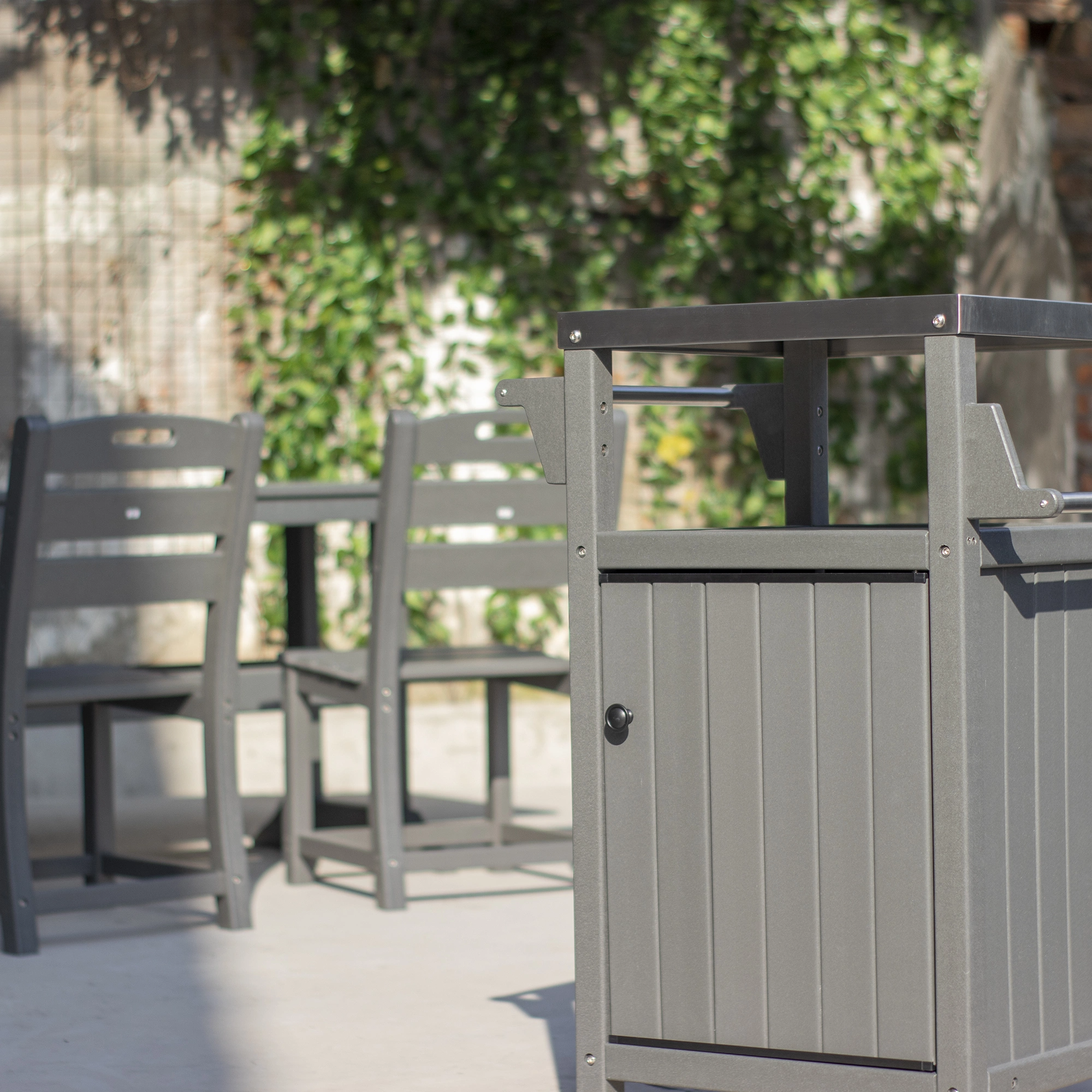 Outdoor Kitchen BBQ Side Table Trolley Prep Table Serving Cart
