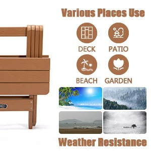 TALE Adirondack Portable Folding Side Table Square All-Weather and Fade-Resistant Plastic Wood Table Perfect for Outdoor Garden; Beach; Camping; Picnics