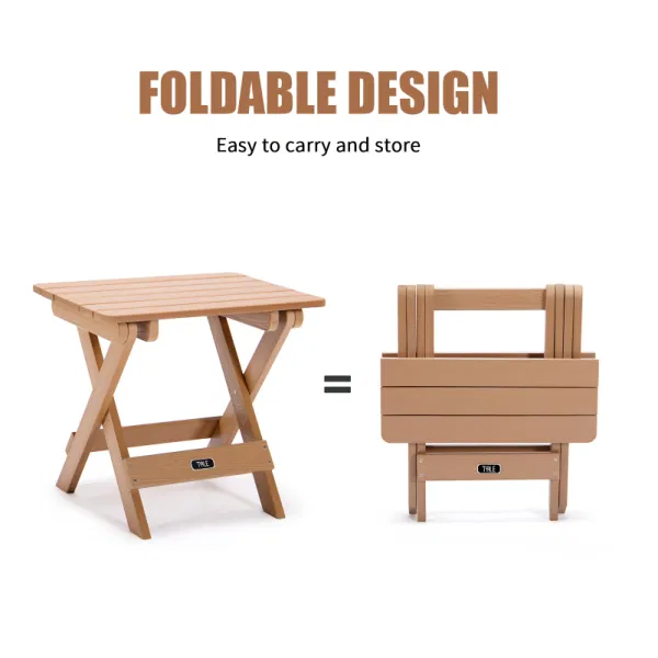 TALE Adirondack Portable Folding Side Table Square All-Weather and Fade-Resistant Plastic Wood Table Perfect for Outdoor Garden; Beach; Camping; Picnics