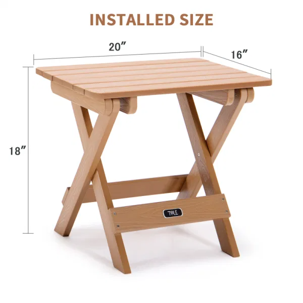 TALE Adirondack Portable Folding Side Table Square All-Weather and Fade-Resistant Plastic Wood Table Perfect for Outdoor Garden; Beach; Camping; Picnics