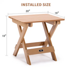 TALE Adirondack Portable Folding Side Table Square All-Weather and Fade-Resistant Plastic Wood Table Perfect for Outdoor Garden; Beach; Camping; Picnics